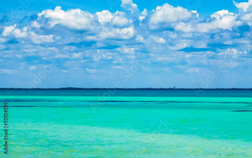 Beautiful Holbox island beach Punta Coco lagoon turquoise water Mexico. © arkadijschell