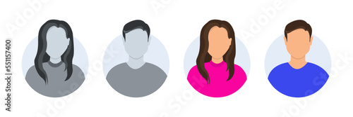 Man and woman icon. Male and female avatar profile. Vector illustration of gender symbols pink and blue. Black and white illustration. Gentleman and lady. Vector illustration