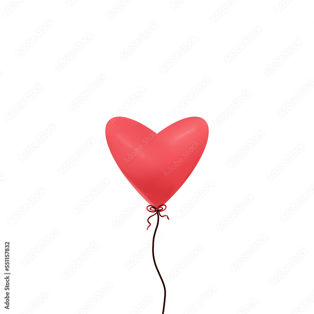 heart png illustration of a balloon in the shape of a heart. Valentine's Day. i love