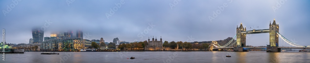 Tower Bridge and London Financial district panorama