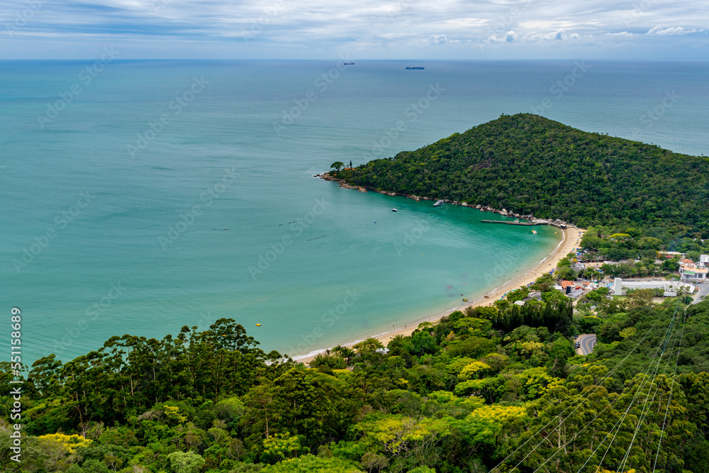 aerial beach scene in the state of santa catarina, southern region of brazil, 'praia central' region of balneario camboriu and 'laranjeiras