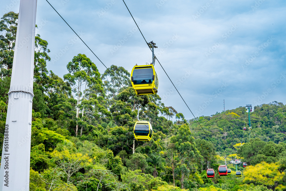 new cable car in the region of interpraias in balneario camboriu, state of santa catarina. vertical shot