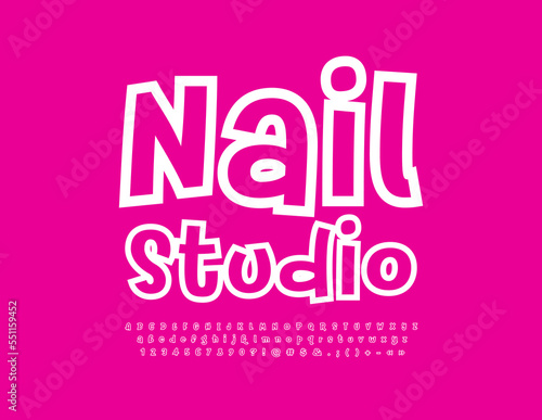 Vector stylish logo Nail Studio with Trendy Font. Creative Alphabet Letters, Numbers and Symbols set