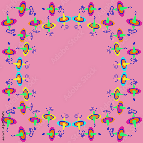 Stylized colored  whirligigs. Hand drawn.