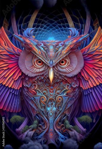 Midjourney abstract render of an owl