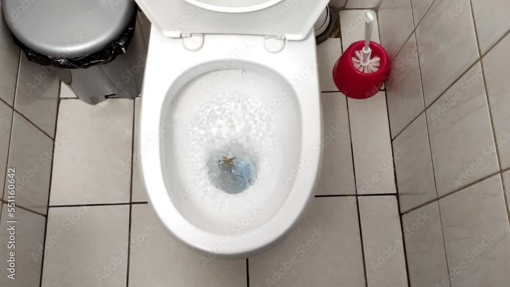 Water is not flushed in the toilet clogged with feces and water Stock