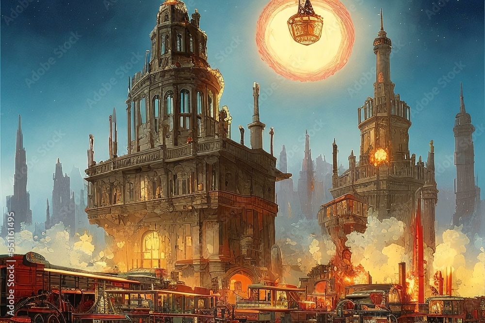 Obraz premium christmas city illustration
