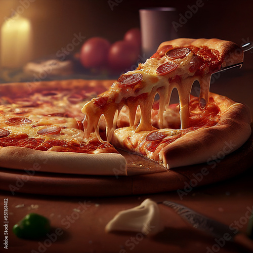 Delicious cheesy pizza