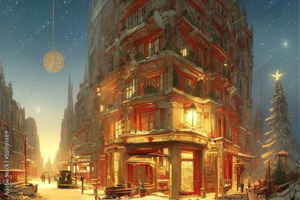 christmas city illustration