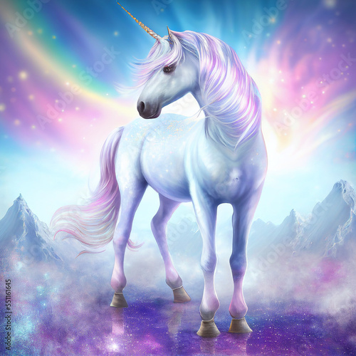 Unicorn on dreamy background