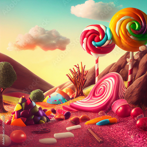 Candy land, fantasy, landscape photo