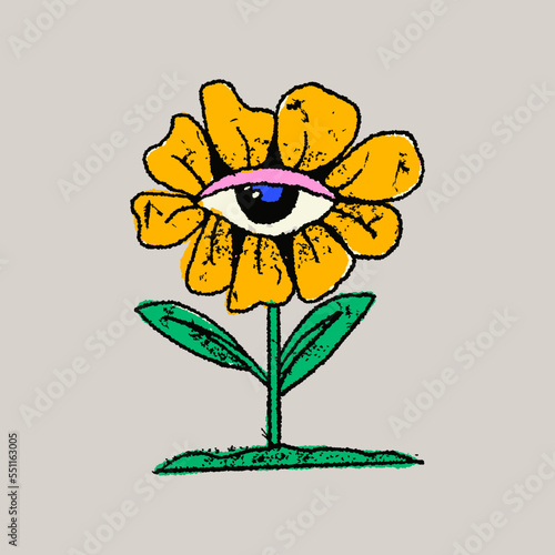 Retro Vintage Flower with Eye Design