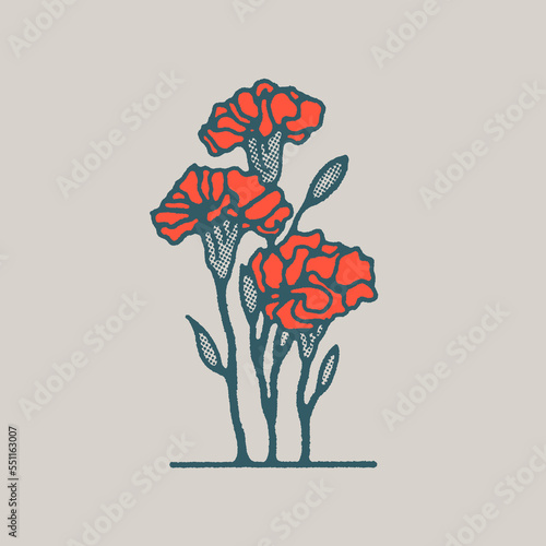Retro Vintage Carnation Flower Design