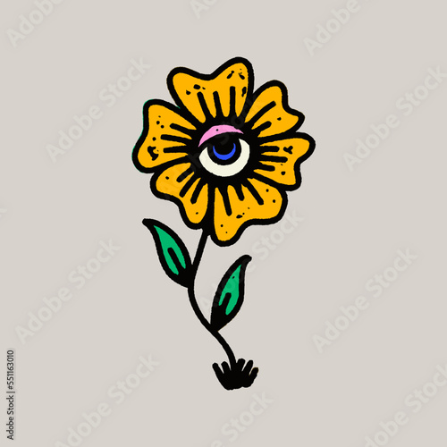 Retro Vintage Flower with Eye Design