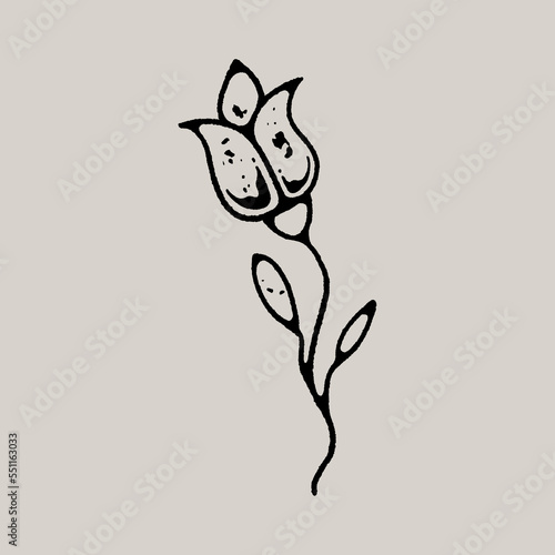 Retro Vintage Tulip Flower Tattoo Design