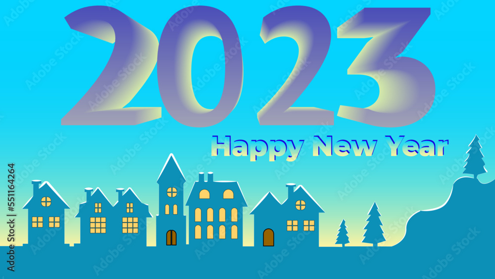 Colorful Happy New Year 2023, bright frame on background with text.