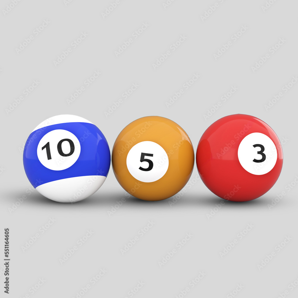 3D Rendering Of Billiard Balls Isolated On Grey Background 3D Rendering Of Billiard Balls Isolated On Grey Background