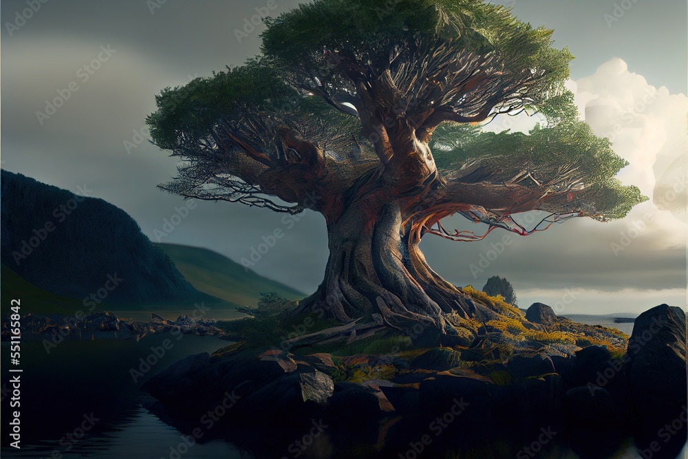 Yggdrasil from norse mythology known for being the tree of life Stock ...