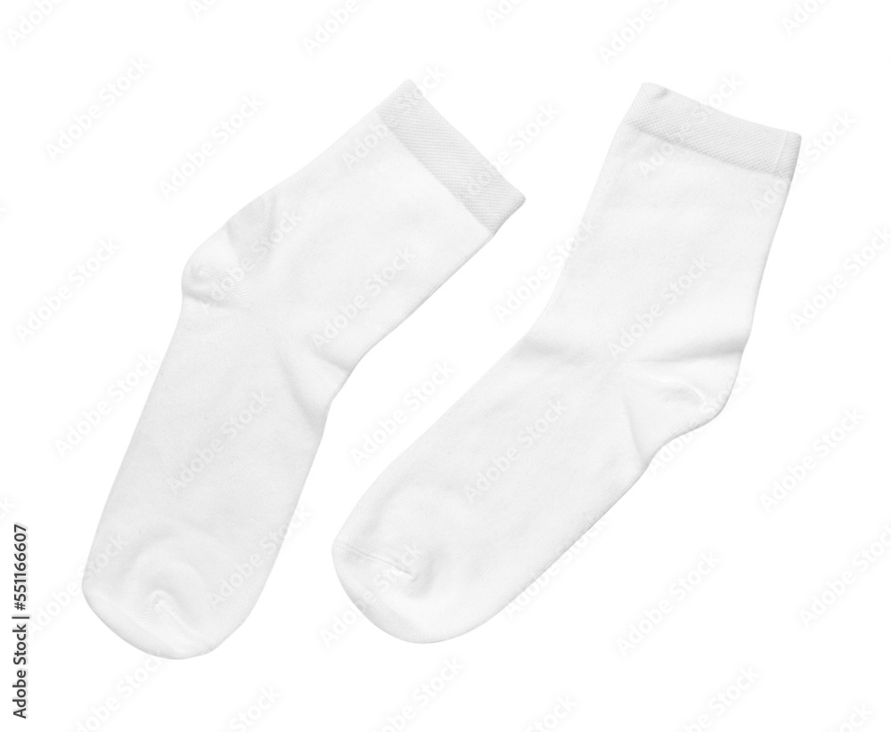 Pair of new socks isolated on white, top view Pair of new socks isolated on white, top view