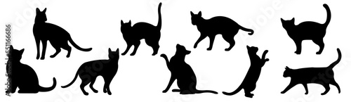 set of silhouettes of black cats