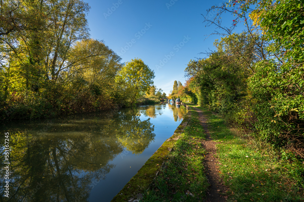 Grand Union canal in autumn season. Milton Keynes. England