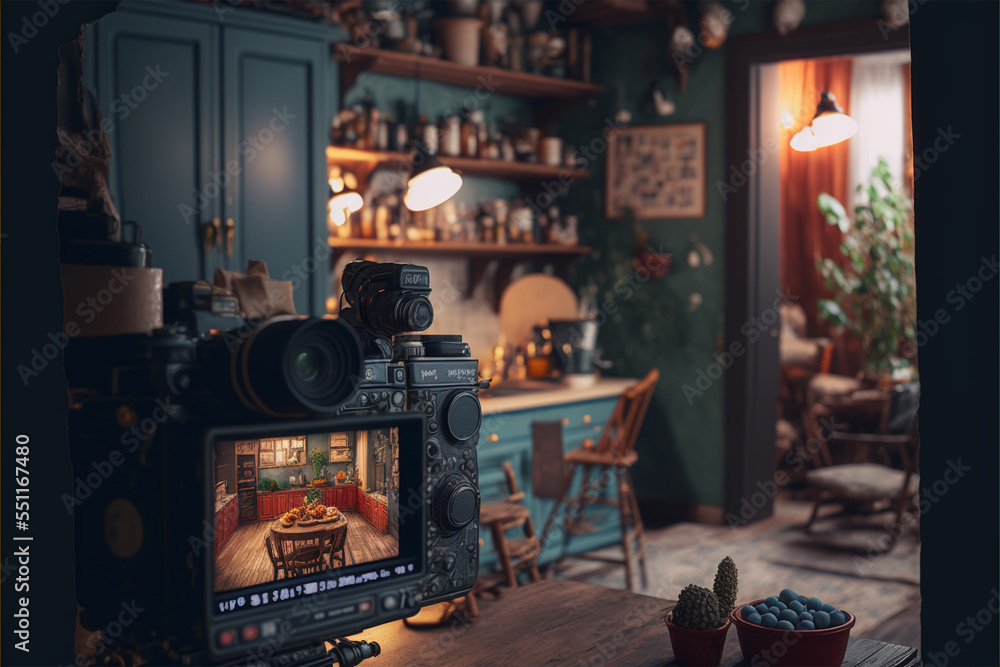 rolling camera in a cosy kitchen