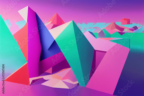 Minimal abstract background. Blue and pink gradient. Other world.