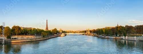 Pont Alexandre III bridge on seine river with Eiffel Tower in Paris. France