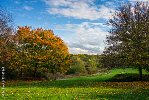 Loguhton Park in autumn season in Milton Keynes, England