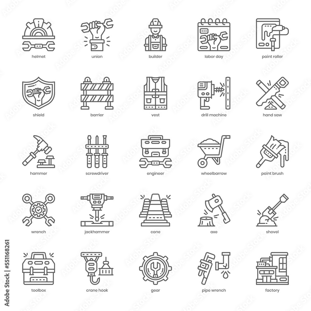 Labour Day icon pack for your website design, logo, app, and user interface. Labour Day icon outline design. Vector graphics illustration and editable stroke. Labour Day icon pack for your website design, logo, app, and user interface. Labour Day icon outline design. Vector graphics illustration and editable stroke.