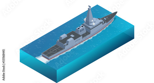 Isometric Type 26 frigate, Naval Ship, frigate for the United Kingdom's Royal Navy, with variants also being built for the Australian and Canadian navies