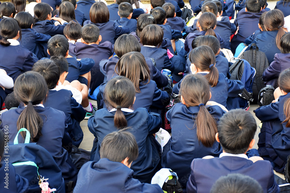 Crowd Of Japanese Highschool Students Wearing School Uniforms Black crowd-of-japanese-highschool-students-wearing-school-uniforms-black