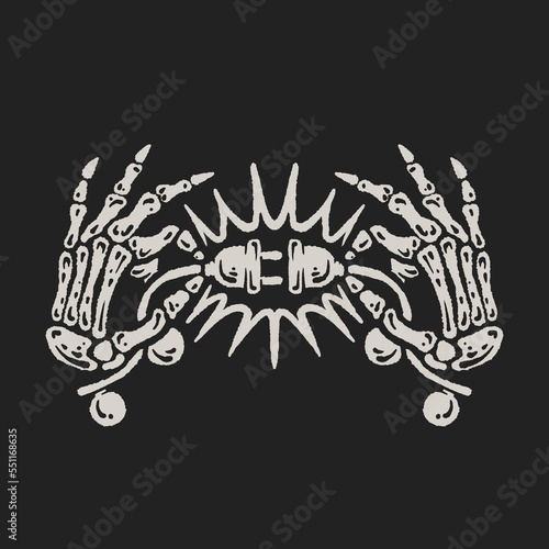 Vintage Christmas Punk Skeleton Hands Plugging in Lights in an Electric Shock