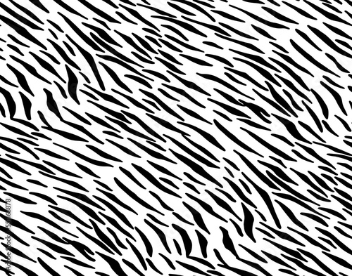 Full Seamless Zebra Tiger Worn Pattern Textile Texture. Distressed Vector Background. Black and White Animal Skin for Women Dress Fabric Print.