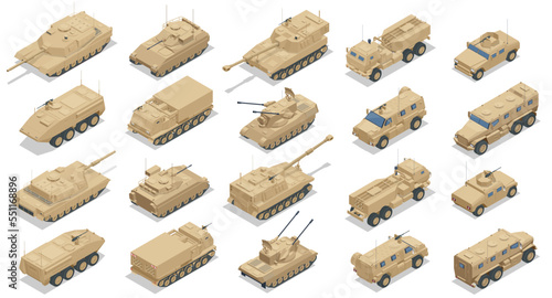 Isometric Armored vehicle set. Infantry fighting vehicle.