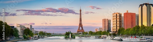 Photography Eiffel Tower in Paris at sunset. France