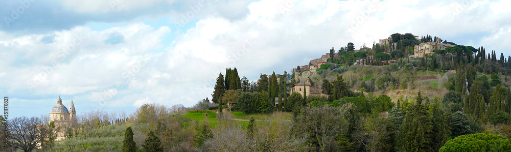 Panorama of Montepulciano, a town in Tuscany, Italy