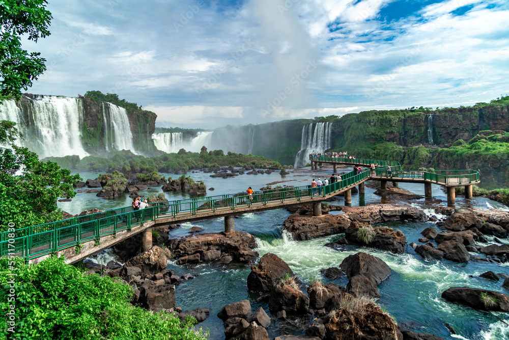 Iguazu Falls on the border of Brazil and Argentina in South America - obrazy, fototapety, plakaty 