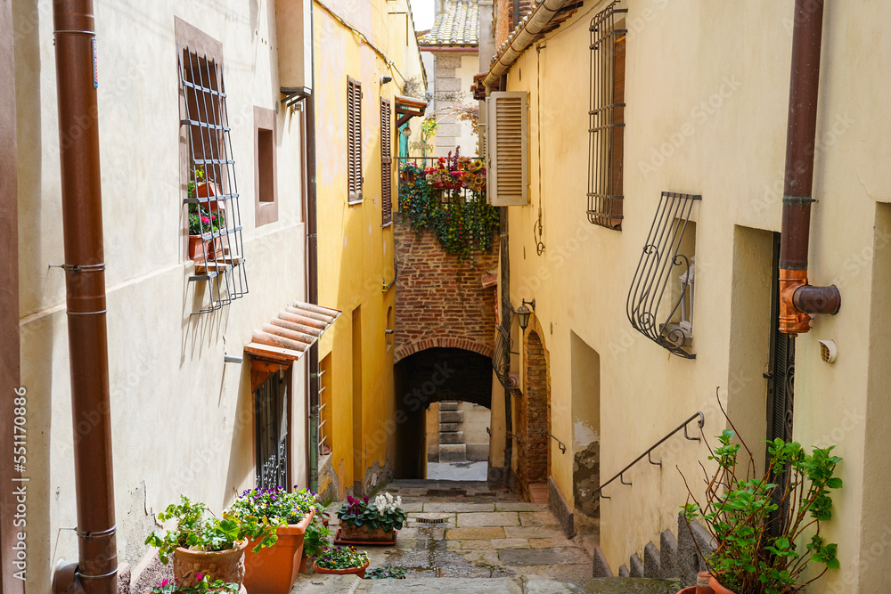 A typical street in the medieval town of Montepulciano