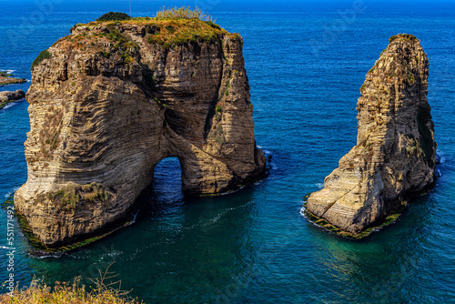 Obraz na płótnie Lebanon. Beirut, capital of Lebanon. Pigeon Rock w salonie