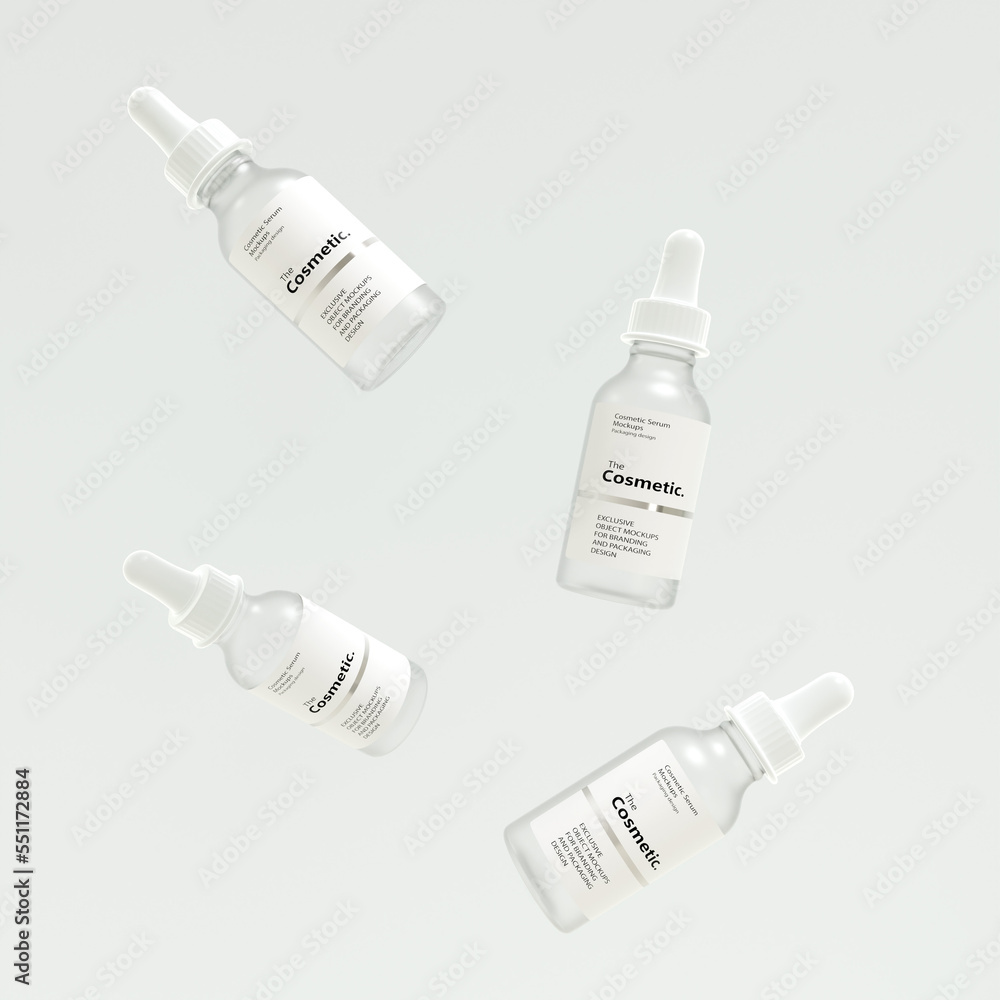 3D rendering serum in glass bottle on natural background 3D rendering serum in glass bottle on natural background