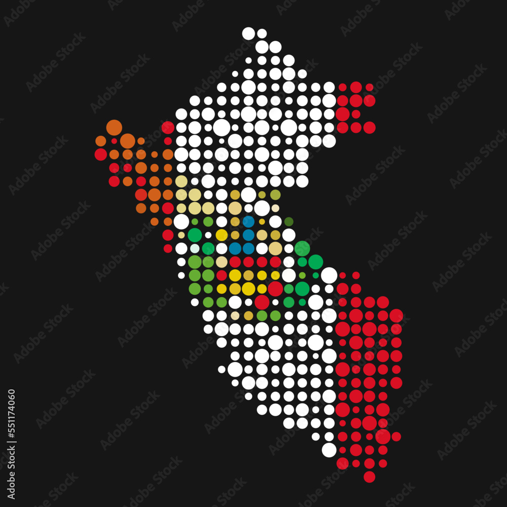 Peru Silhouette Pixelated pattern map illustration Peru Silhouette Pixelated pattern map illustration