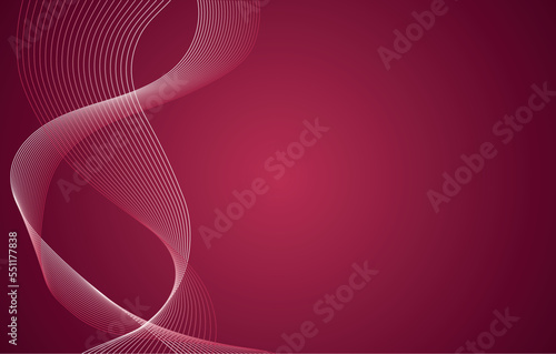 Abstract wave element for design. Digital frequency track equalizer. Curved wavy line, smooth stripe. Viva Magenta color trendy 2023. Rich pink color, raspberry color. Viva Magenta color background