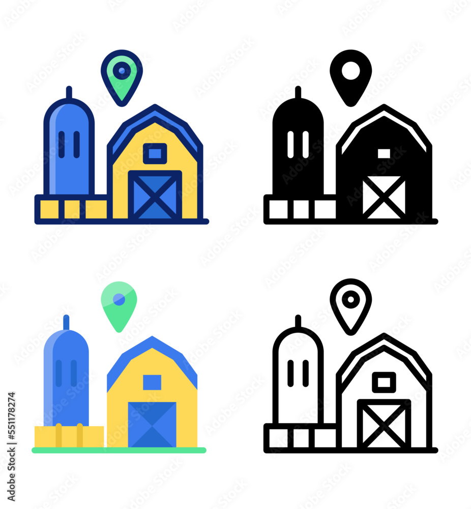 Farm and agriculture. pointer and location icons. vector