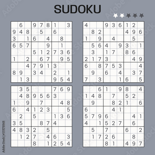 Tableau sur toile Set of Vector Sudoku puzzles. Easy level.