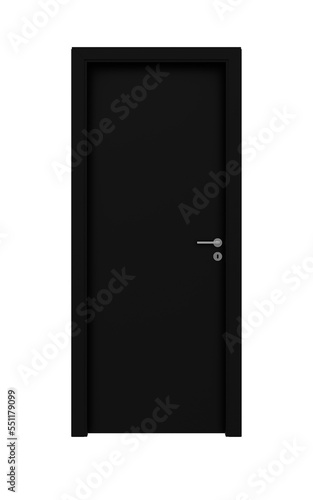 black door isolated on PNG transparent background