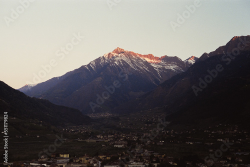 Alpenglühen in Meran (Analog-Scan) photo