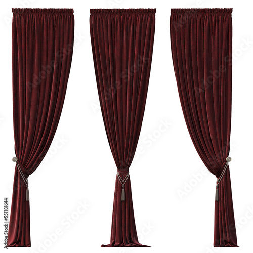 curtain isolated on a transparent background  3D illustration  cg render