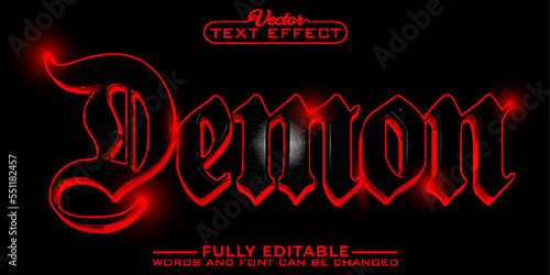 Leinwand Poster Dark Red Horror Demon Vector Editable Text Effect Template