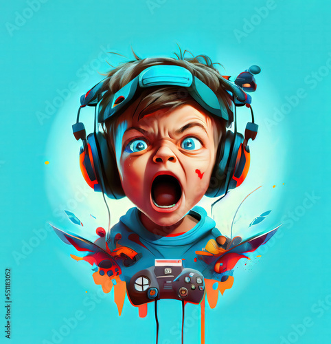 young boy raging face and shouting of long hours online video gaming side effects